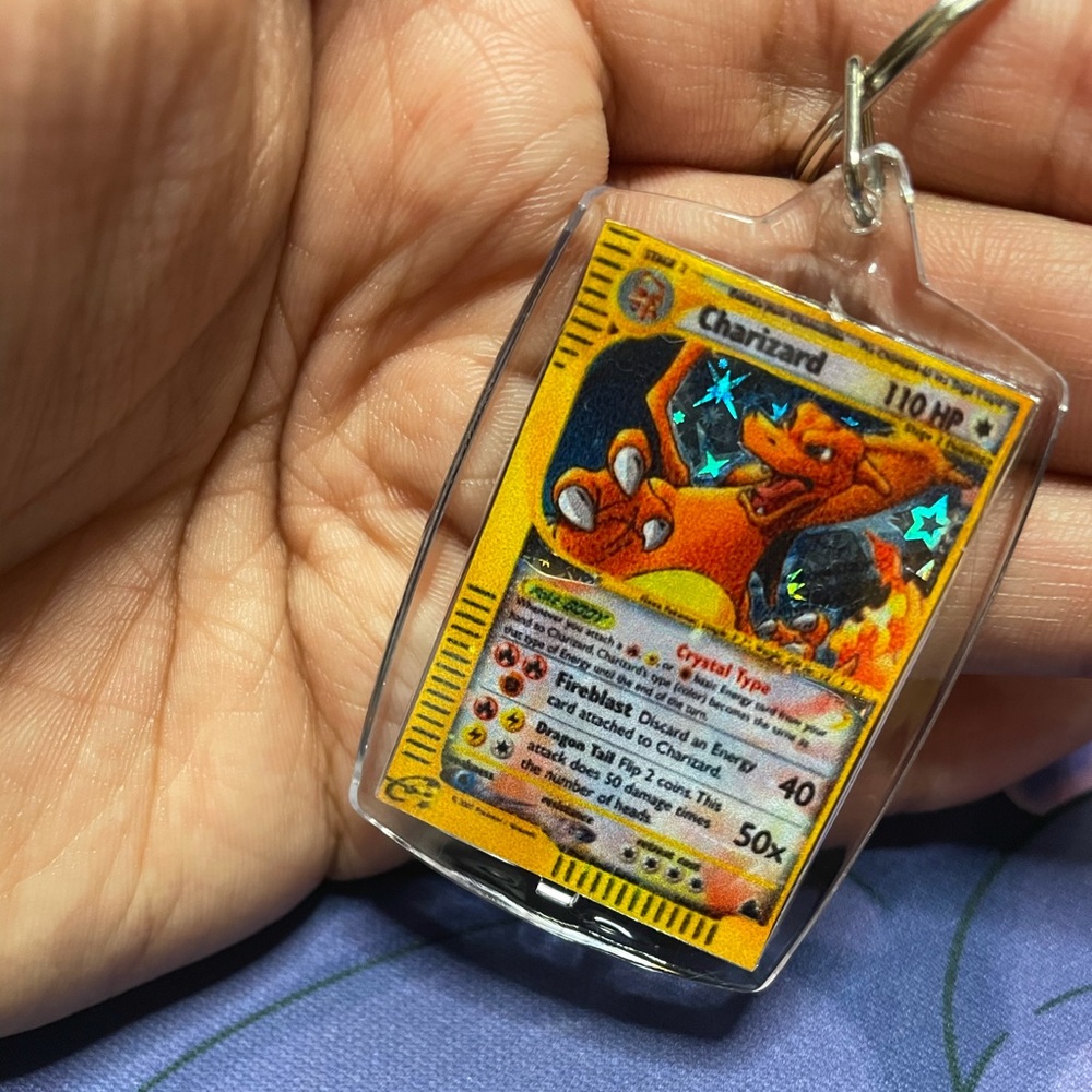 Crystal Charizard Skyridge  - 146/144 - Holo Pokemon Card Keychain